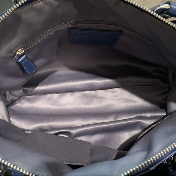 Coach Madison Blue Satin Handbag 15935 Missing Long Strap - Picture 6 of 6